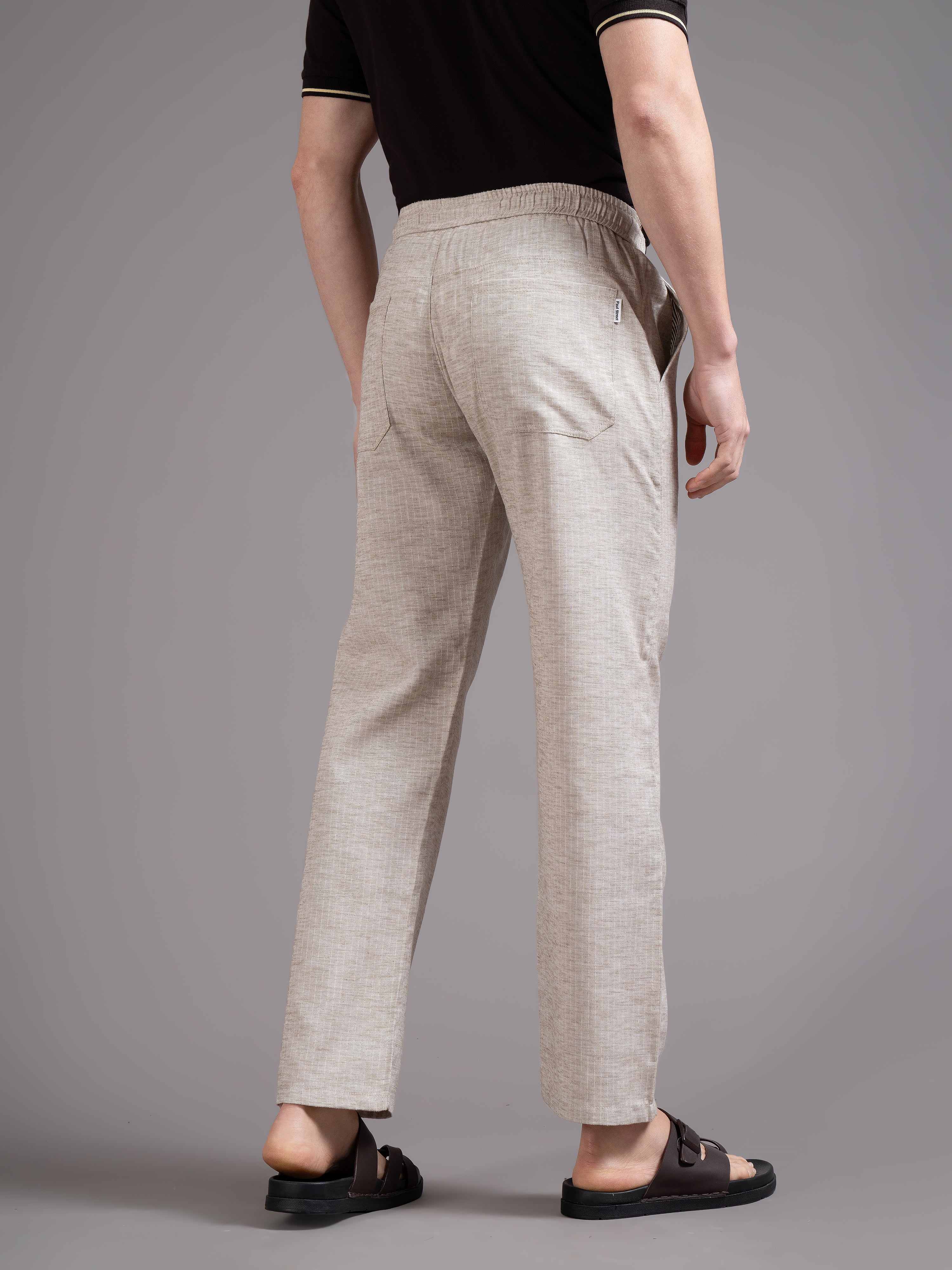 Men Eden Cream Striped Linen Pant