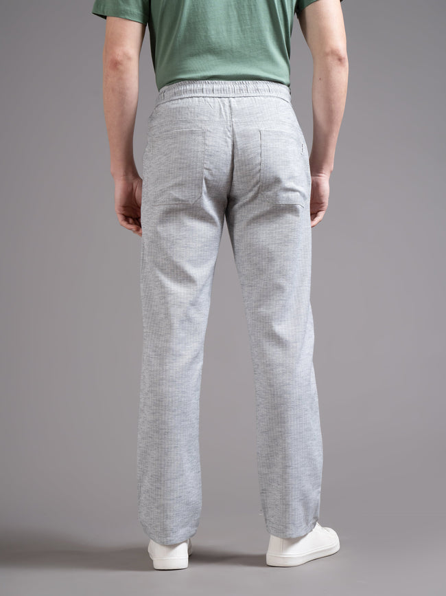 Men Eden Grey Striped Linen Pant