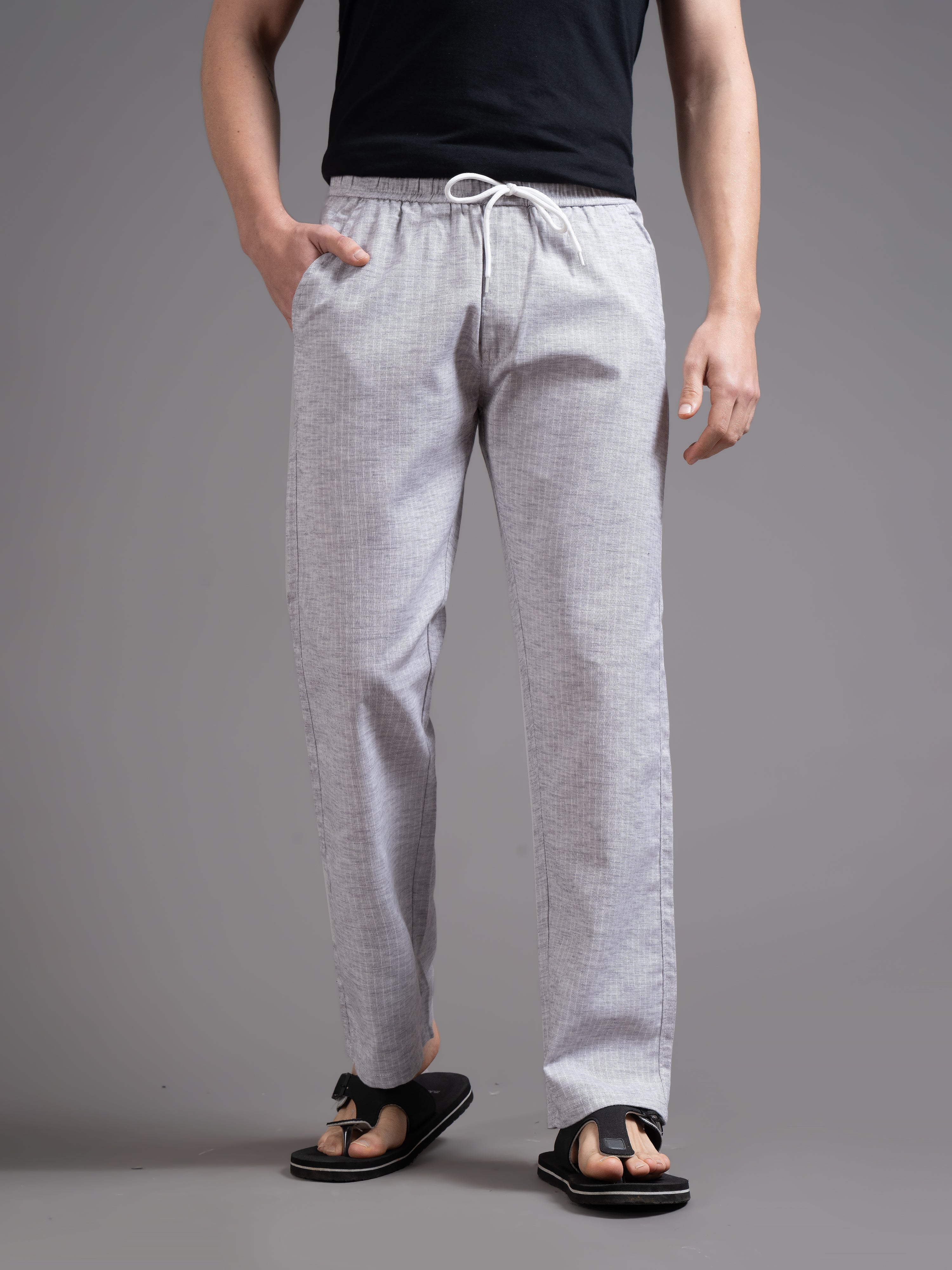 Men Eden Silver Striped Linen Pant