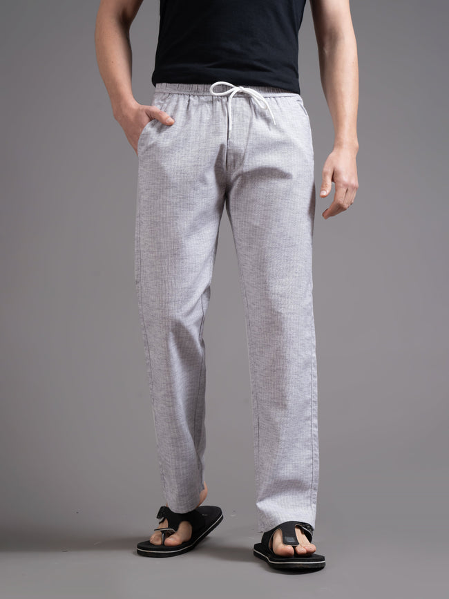 Men Eden Silver Striped Linen Pant