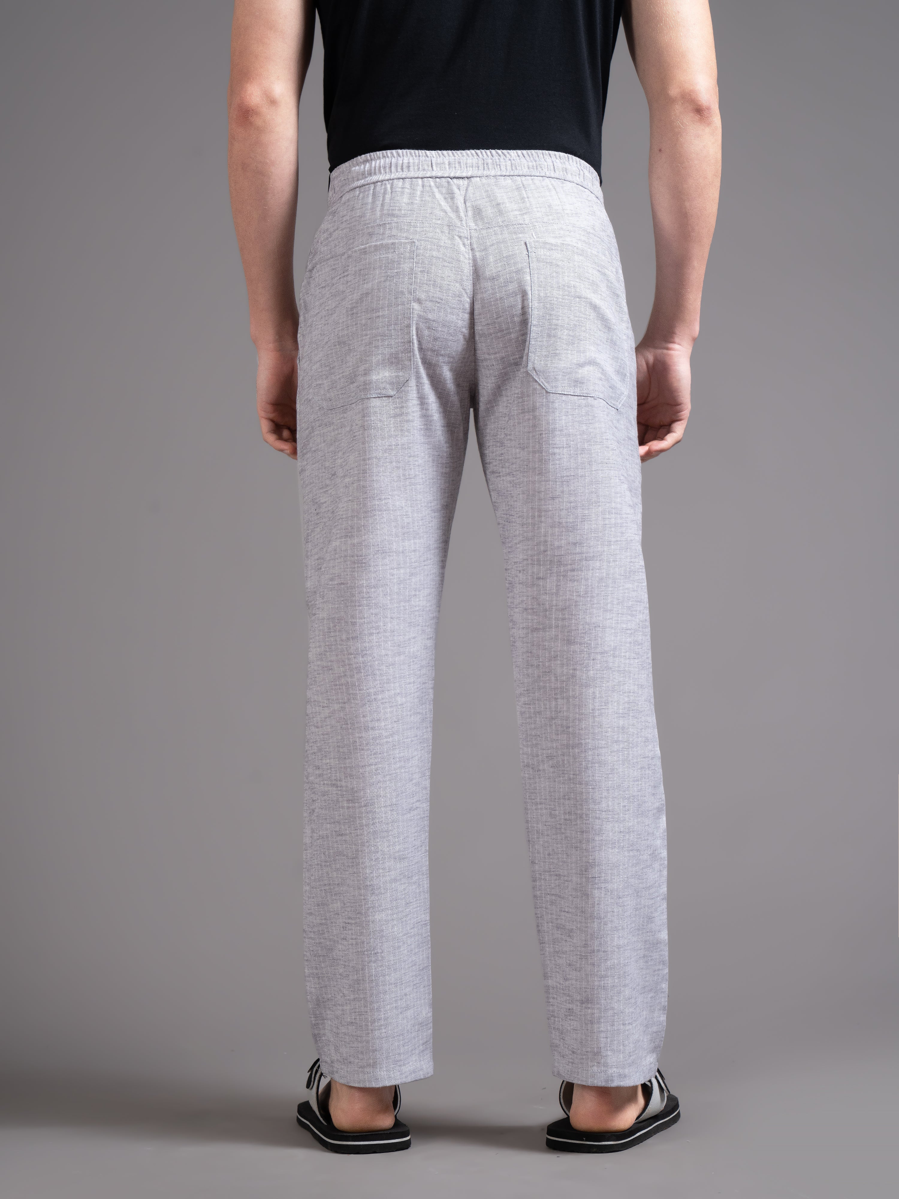 Men Eden Silver Striped Linen Pant