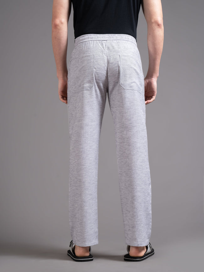 Men Eden Silver Striped Linen Pant