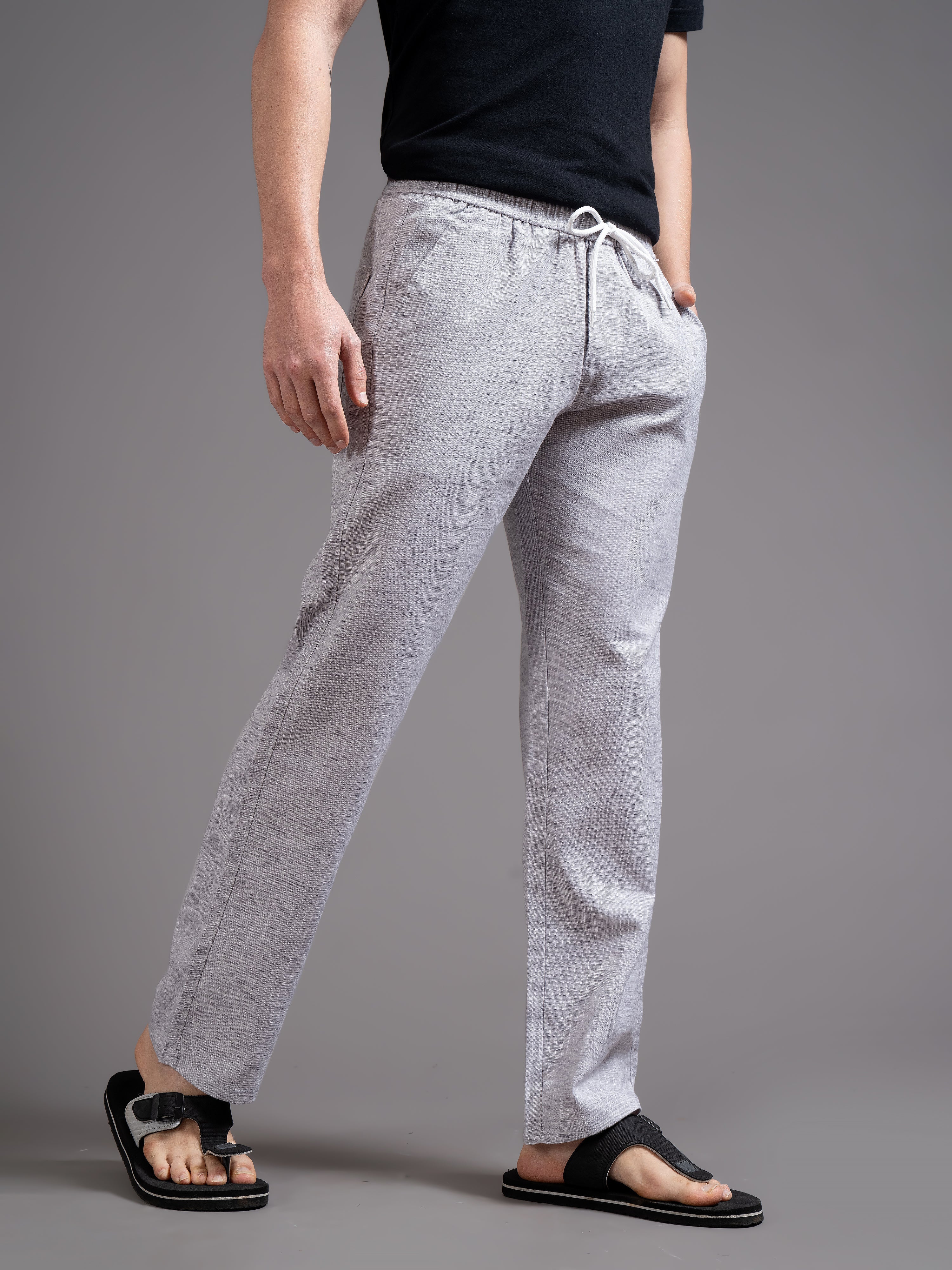 Men Eden Silver Striped Linen Pant