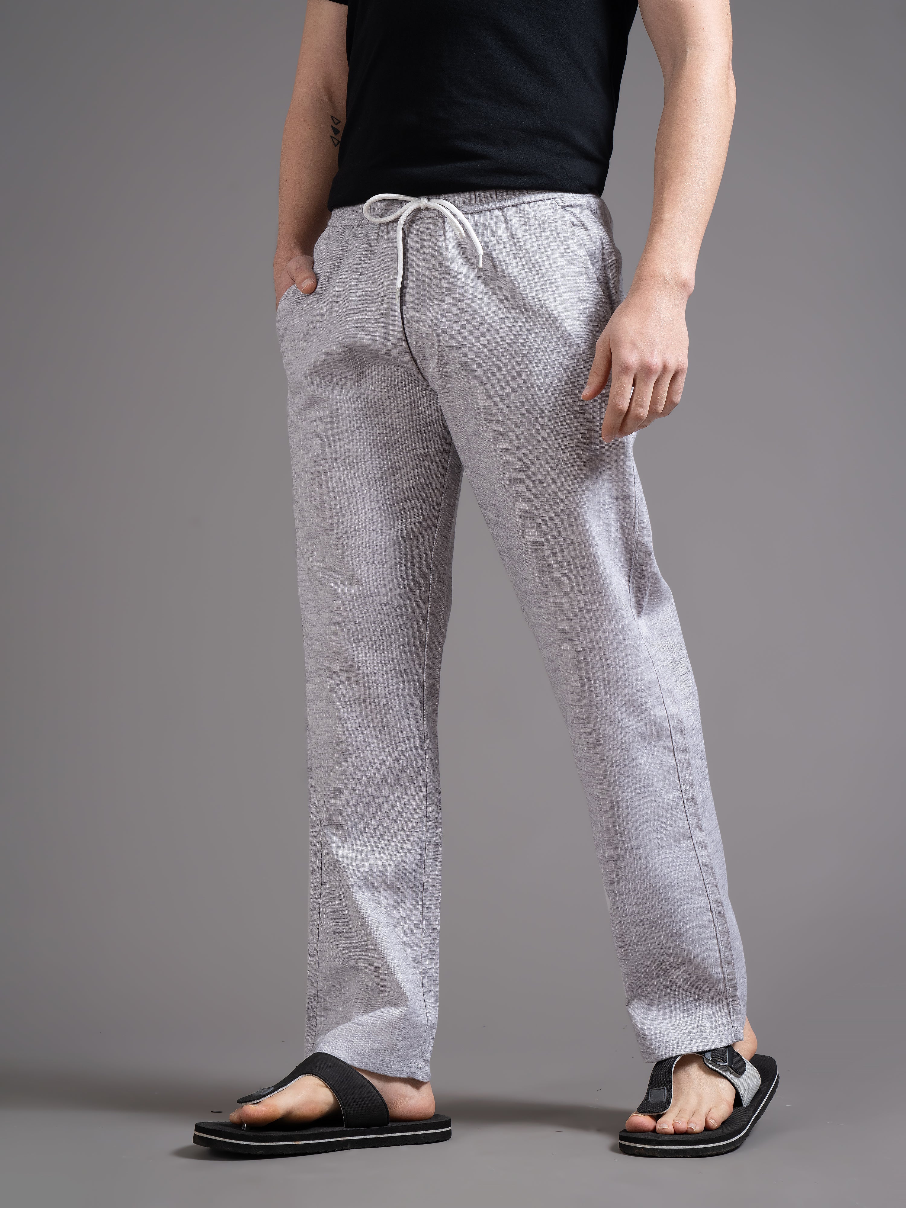 Men Eden Silver Striped Linen Pant
