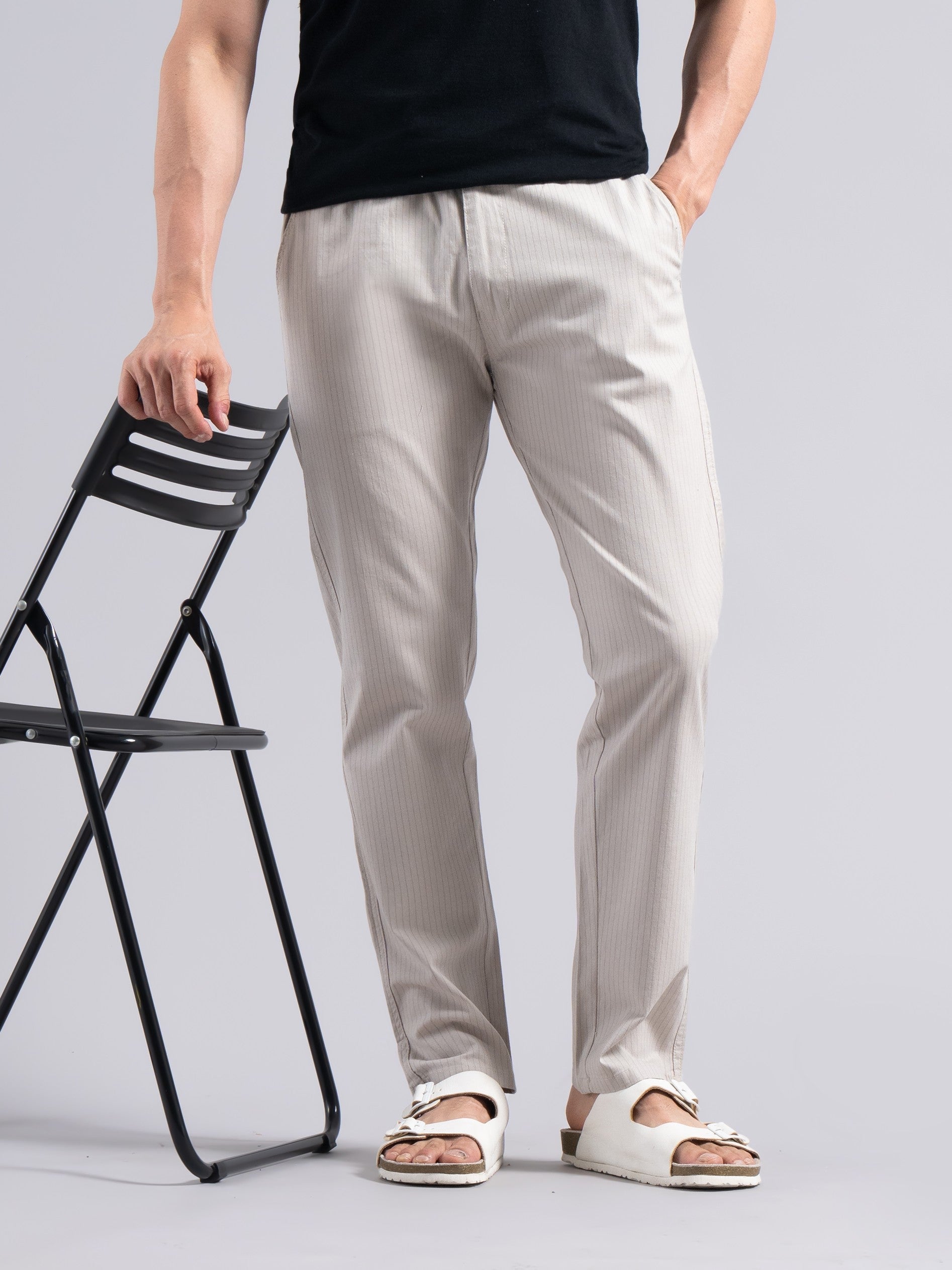 Men Linea Striped Linen Pant
