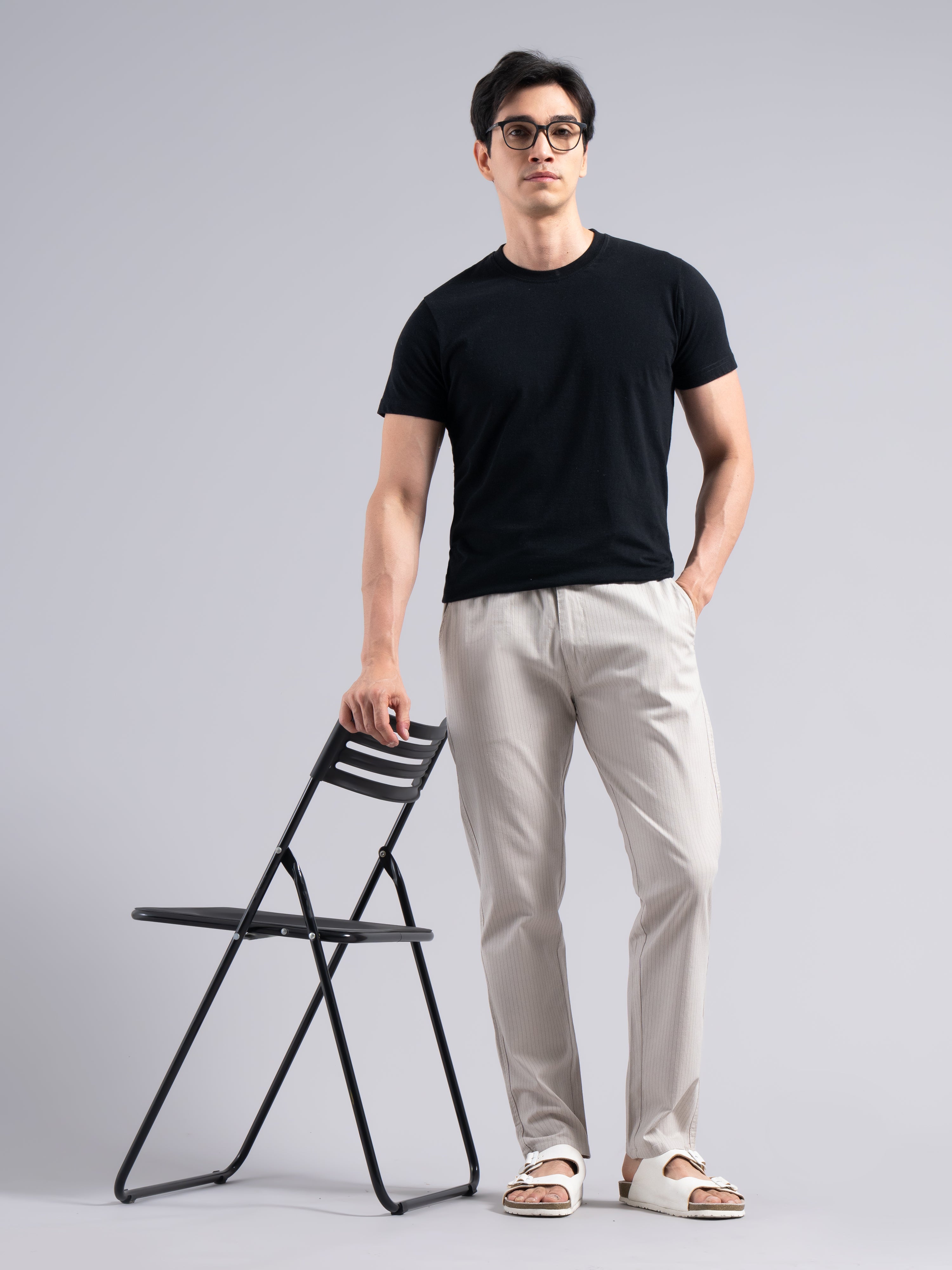 Men Linea Striped Linen Pant