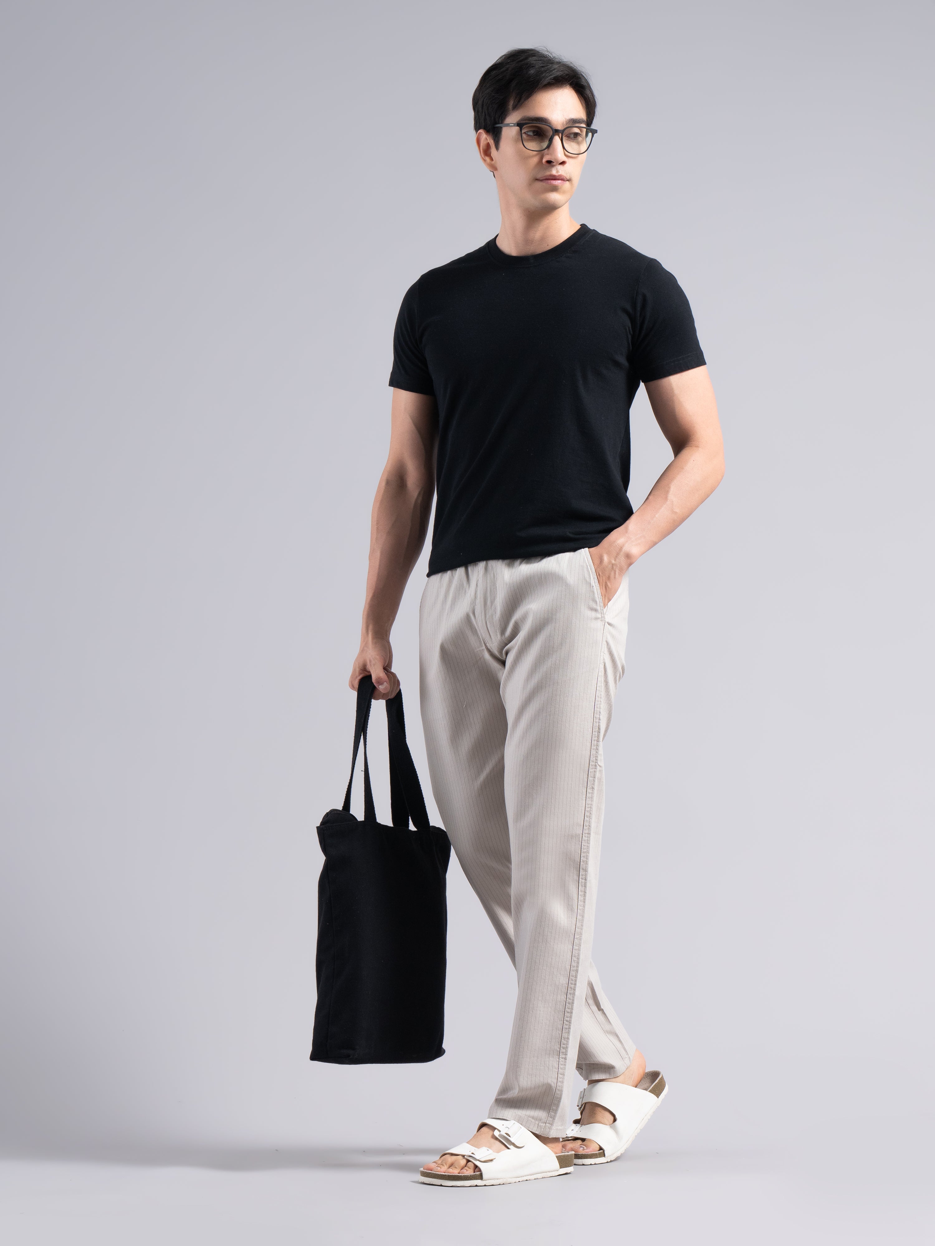 Men Linea Striped Linen Pant