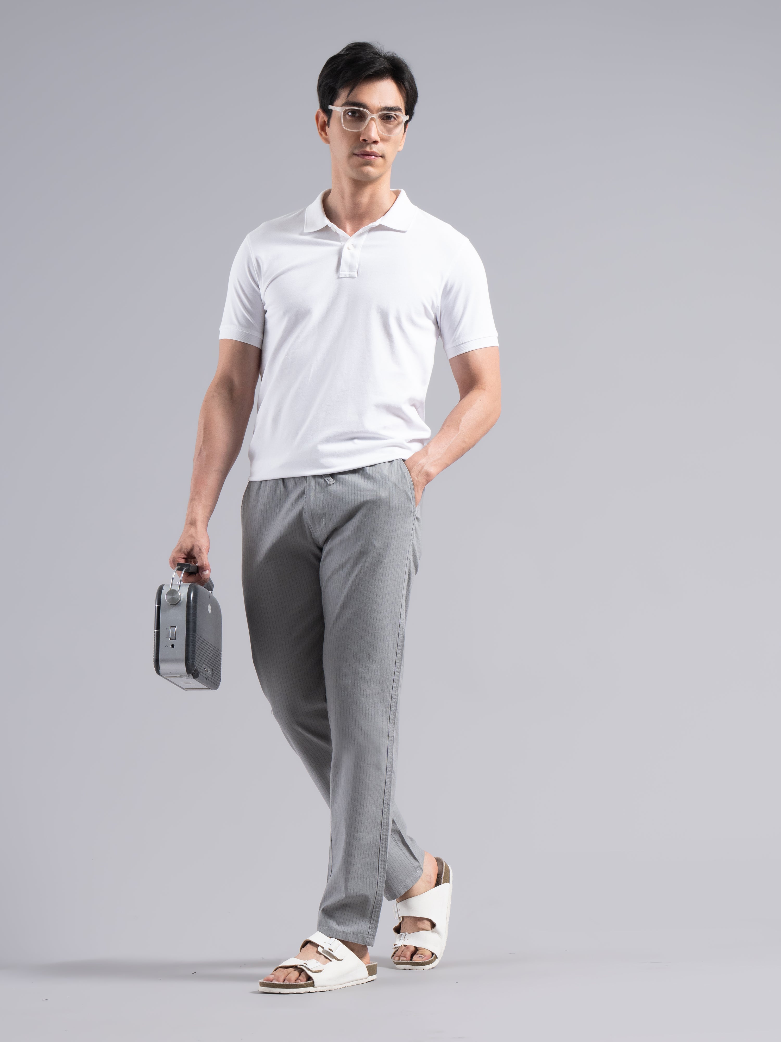 Men Linea Striped Linen Pant