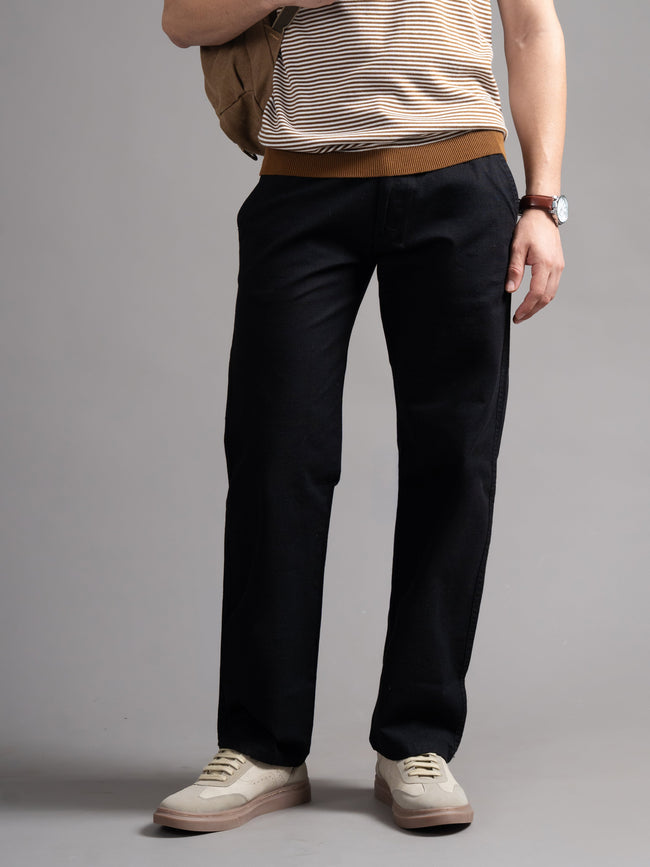 Men Aura Black Linen Blend Trouser