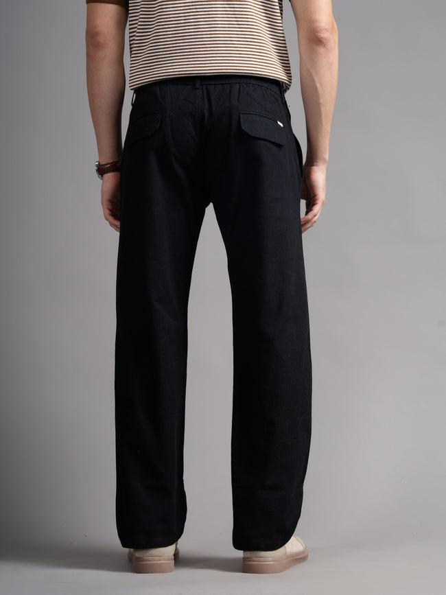 Men Aura Black Linen Blend Trouser