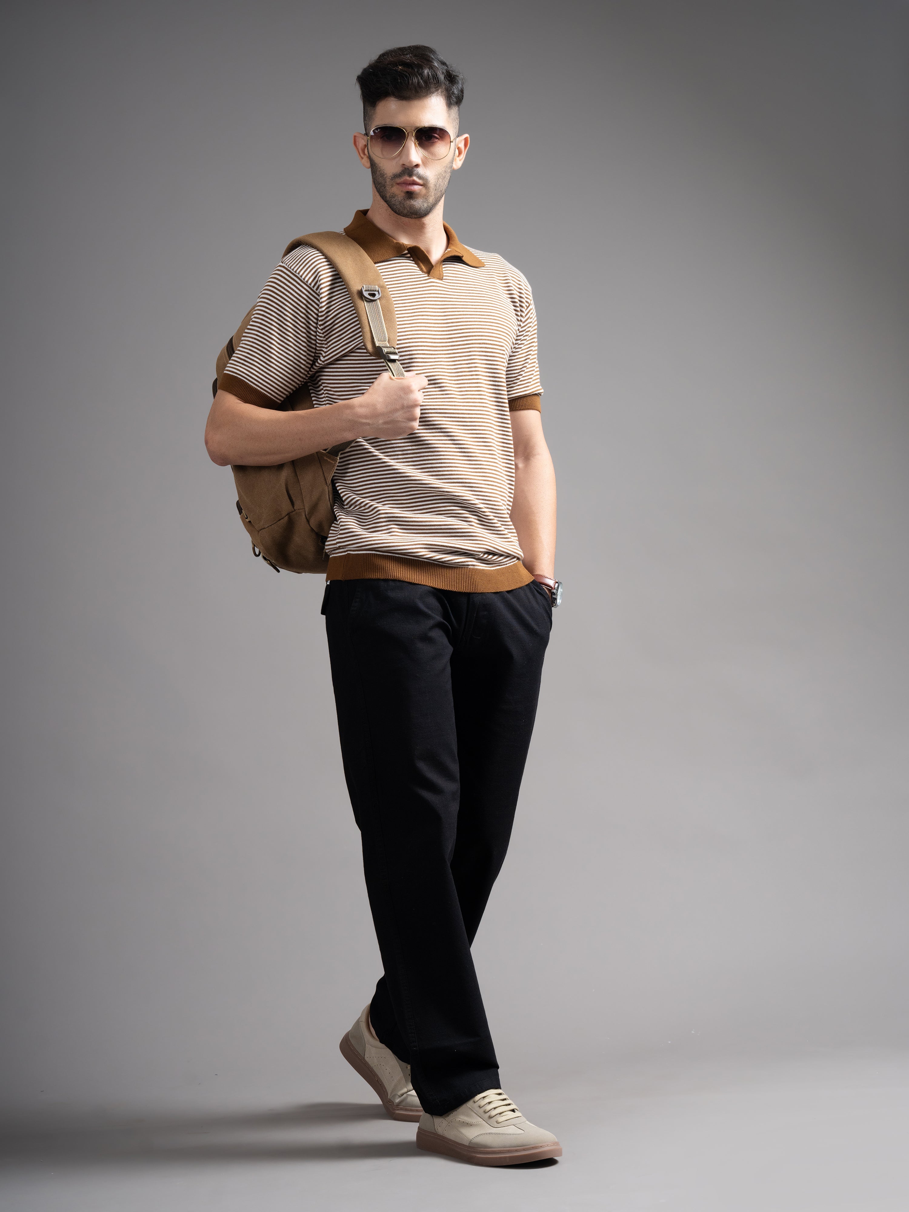 Men Aura Black Linen Blend Trouser