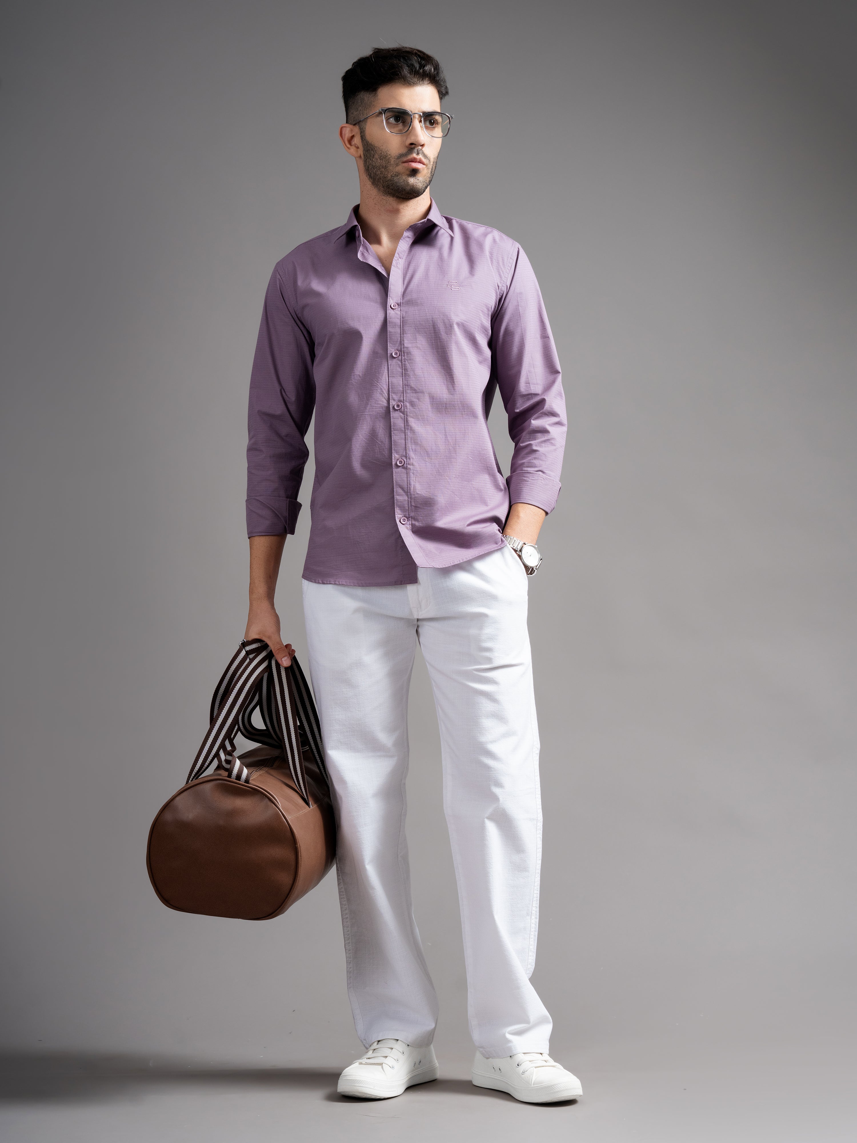 Men Aura White Linen Blend Trouser