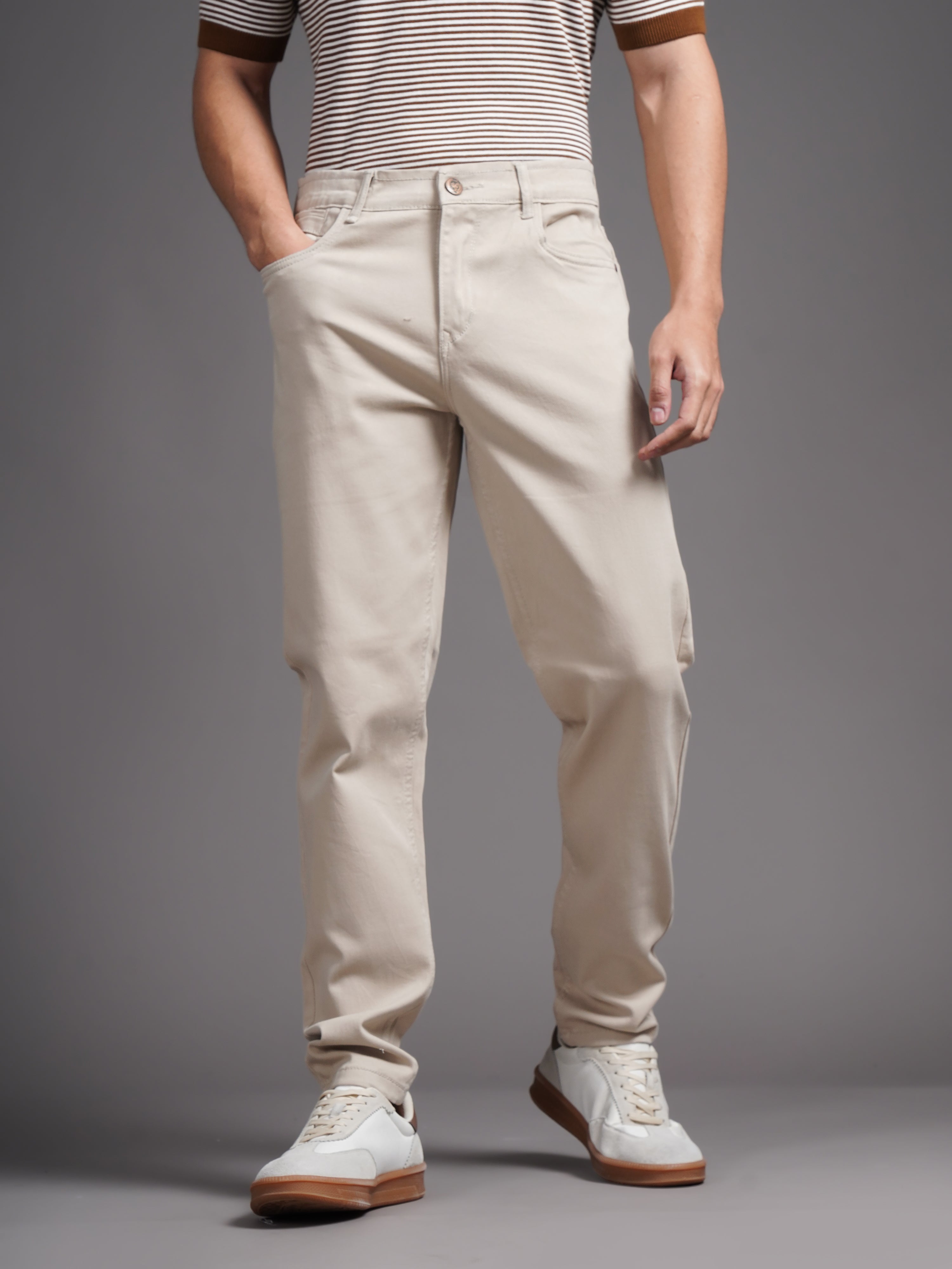 Men Mavik Beige Drill Pant