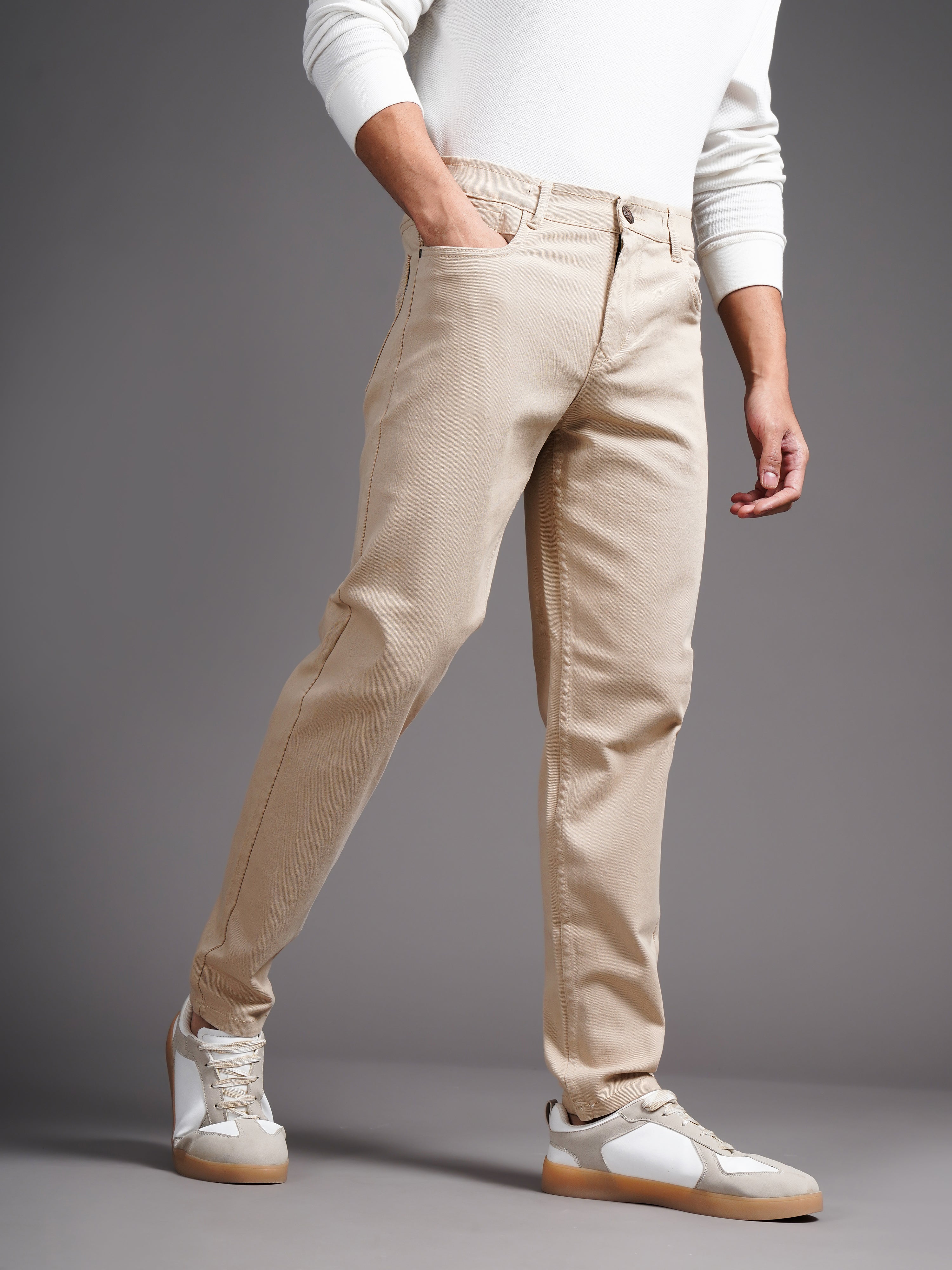 Men Mavik Cream Drill Pant