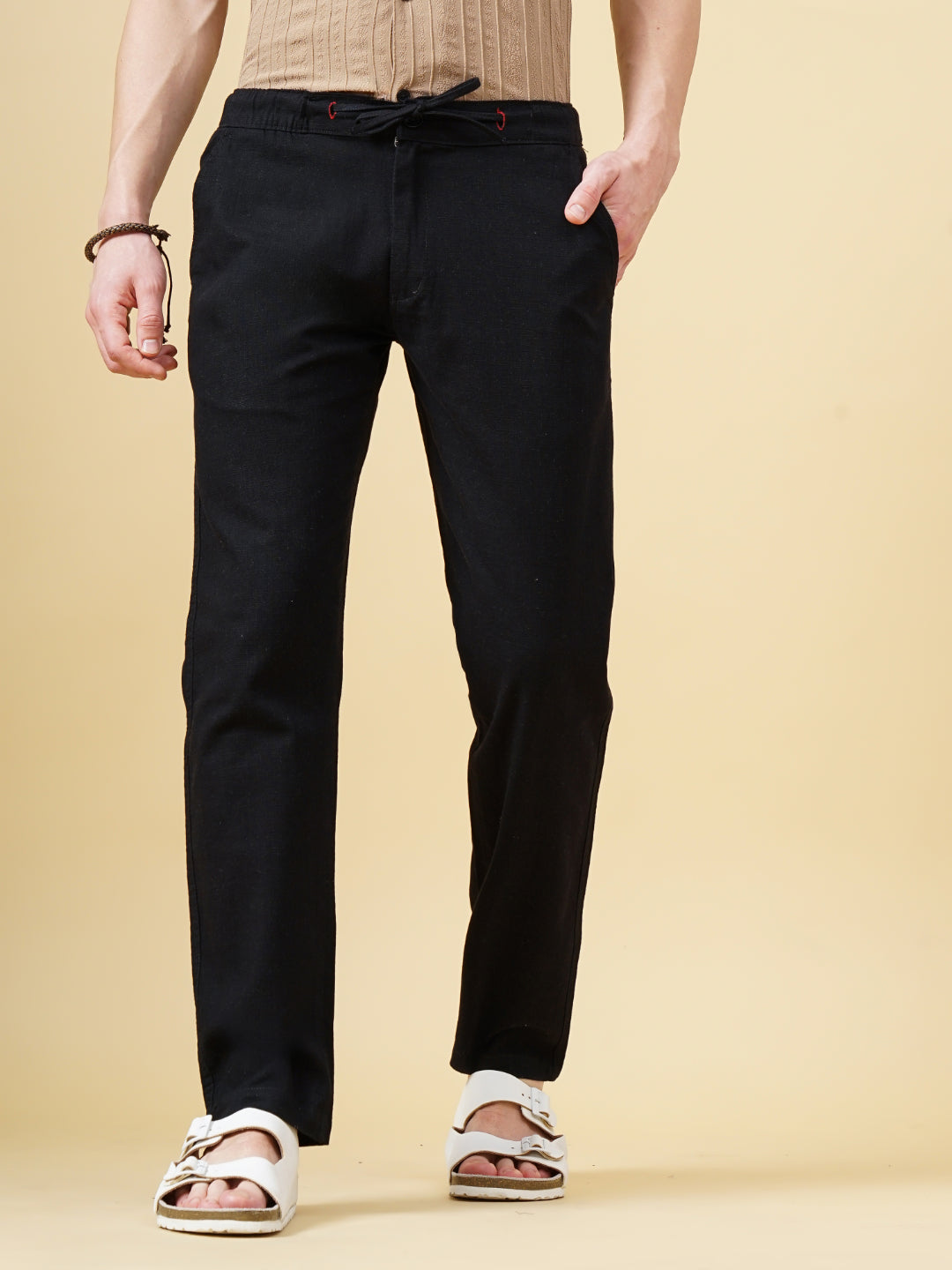 Men Darel Black Linen Trouser