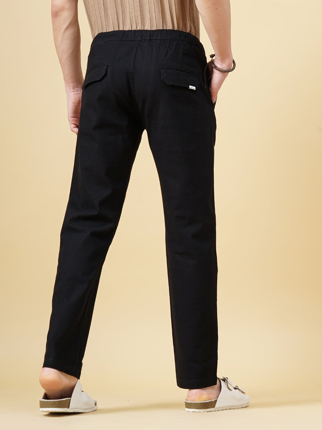 Men Darel Black Linen Trouser