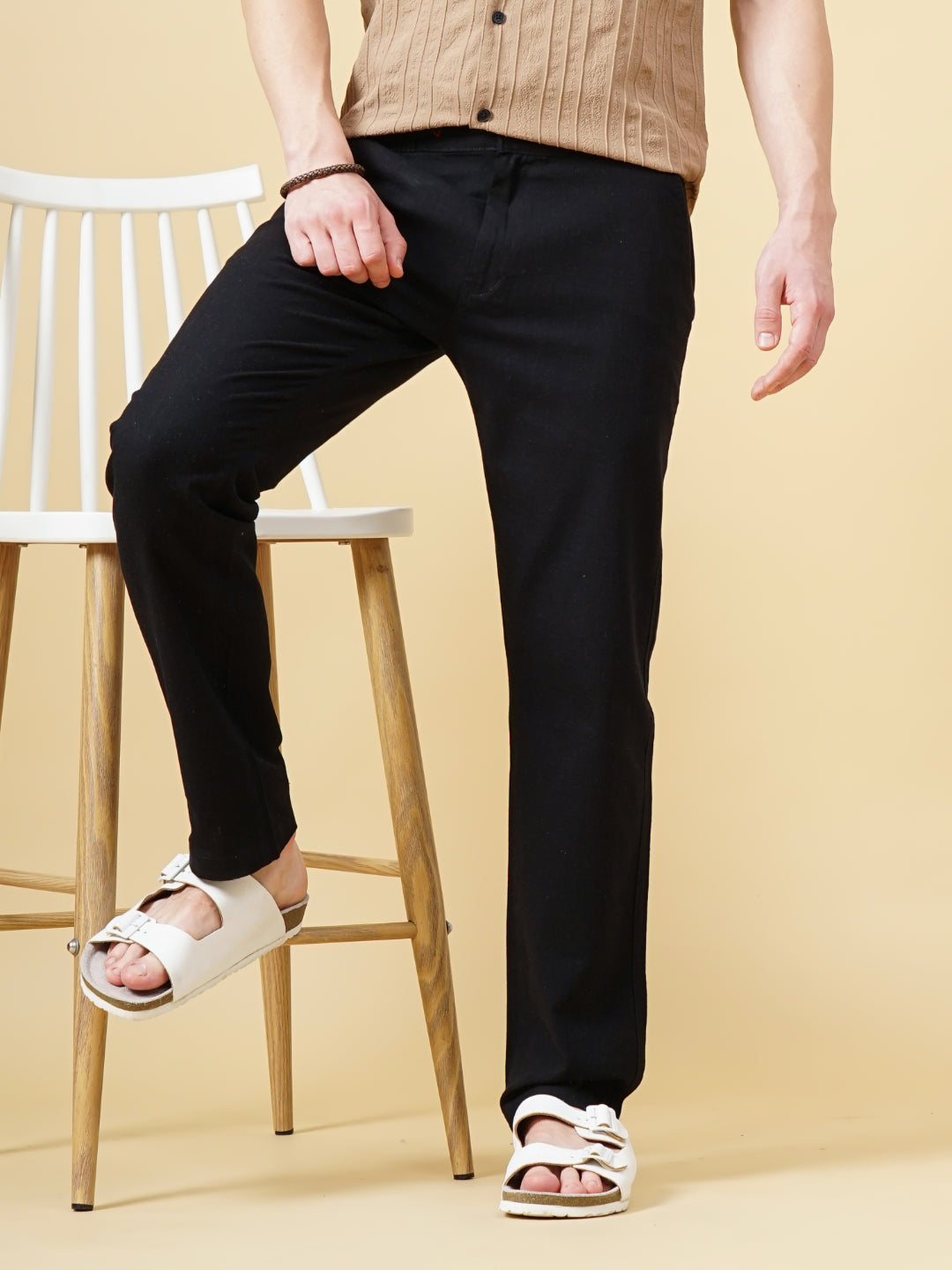 Men Darel Black Linen Trouser