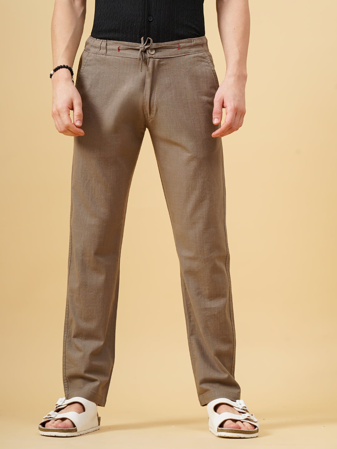 Men Darel Brown Linen Trouser