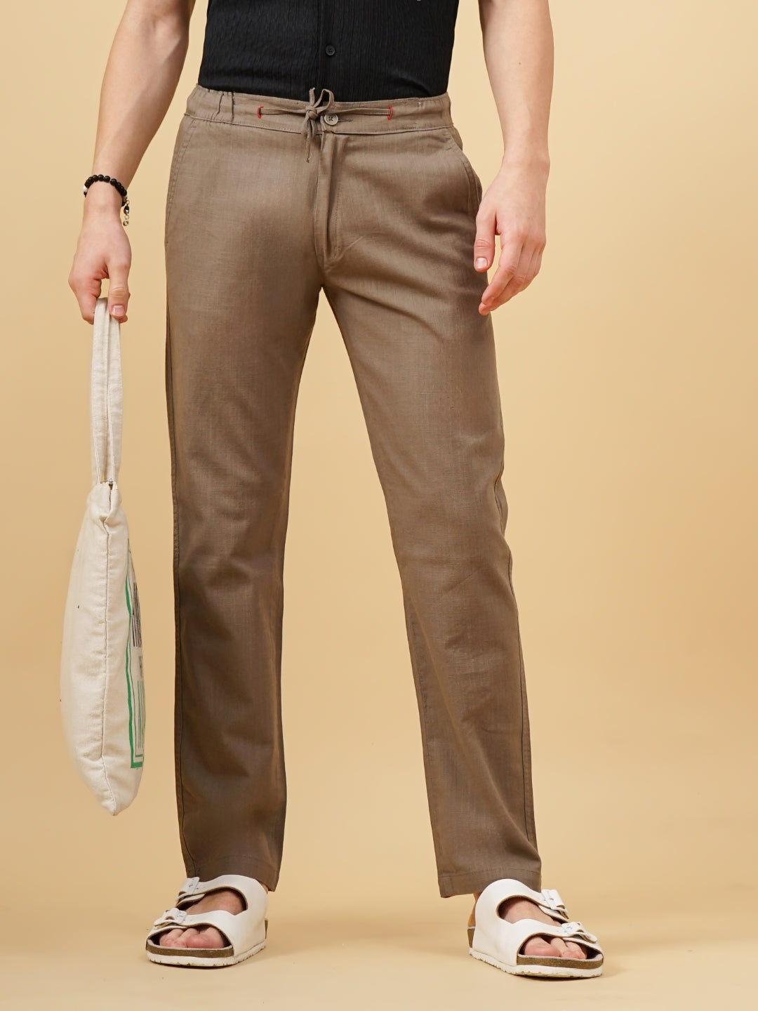 Men Darel Brown Linen Trouser