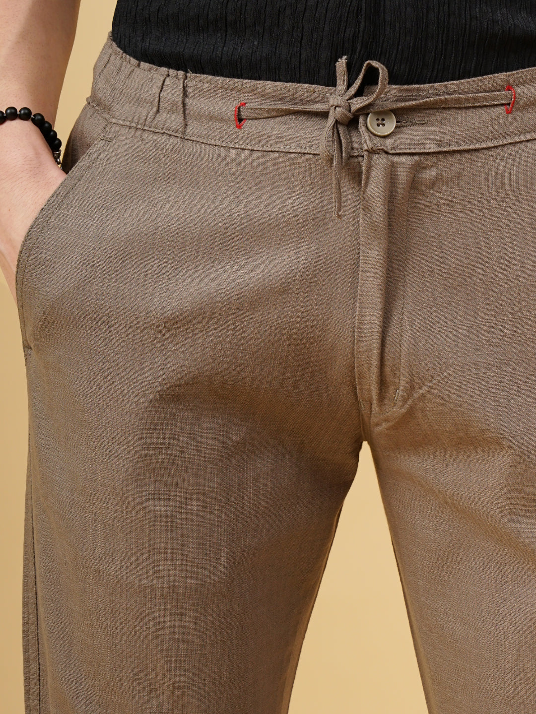 Men Darel Brown Linen Trouser