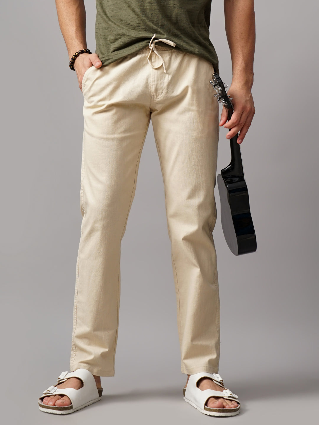 Men Darel Cream Linen Trouser