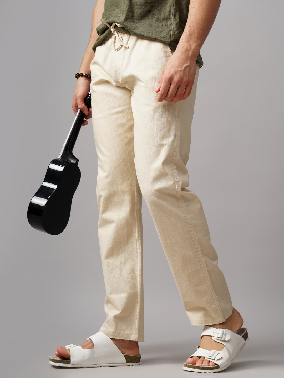 Men Darel Cream Linen Trouser