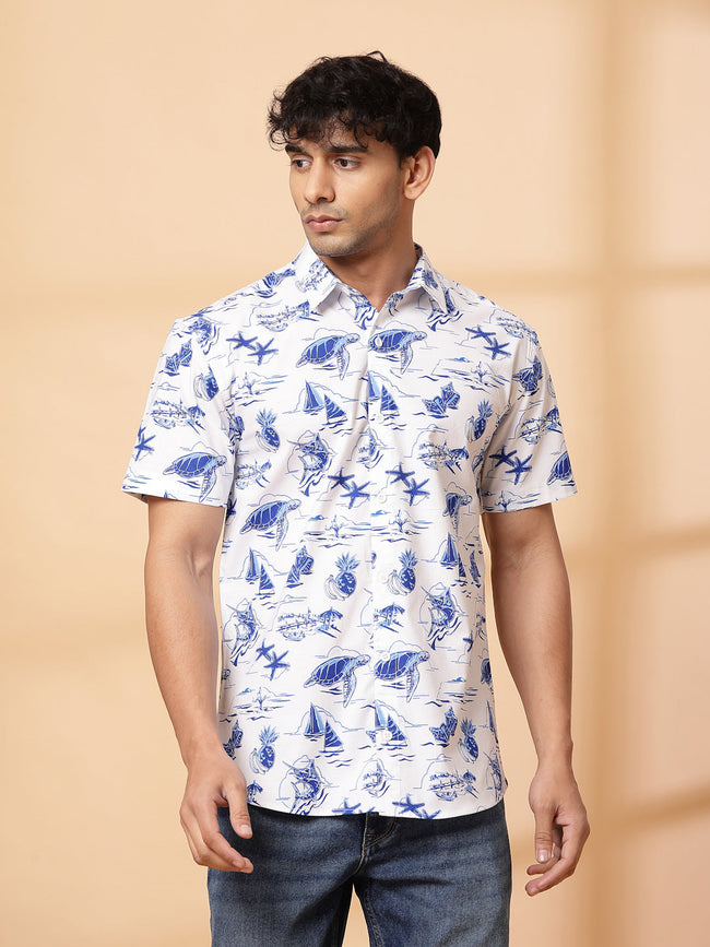 Men Coastal Vibes Cotton Fabric Shirt