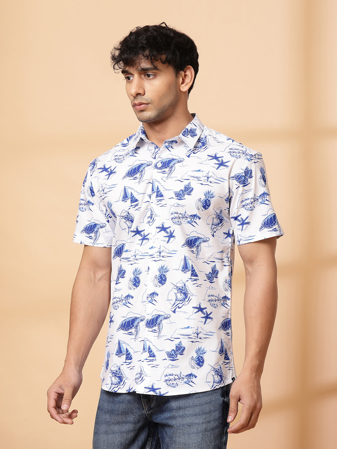 Men Coastal Vibes Cotton Fabric Shirt