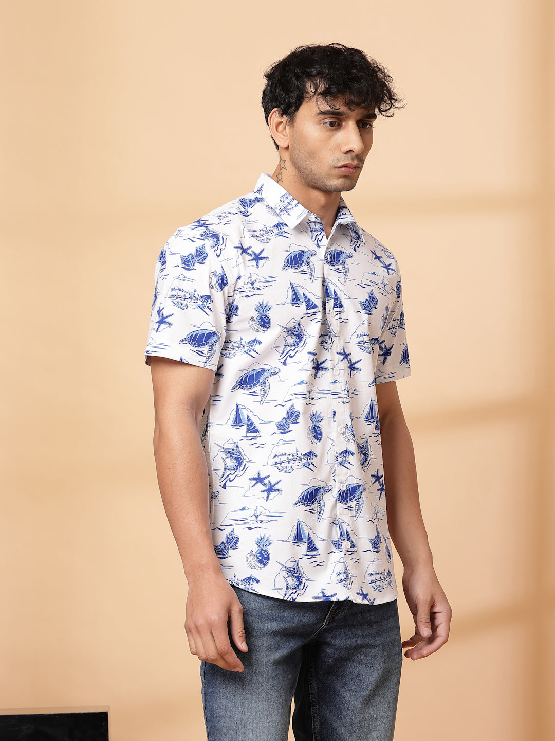 Men Coastal Vibes Cotton Fabric Shirt