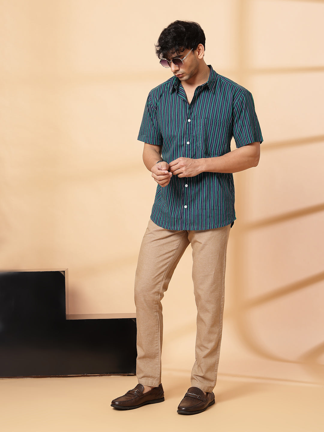 Men Bold Striped Cotton Fabric Shirt