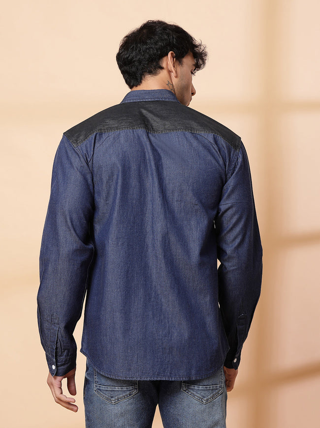 Men Classic Cutaway Denim Shirt