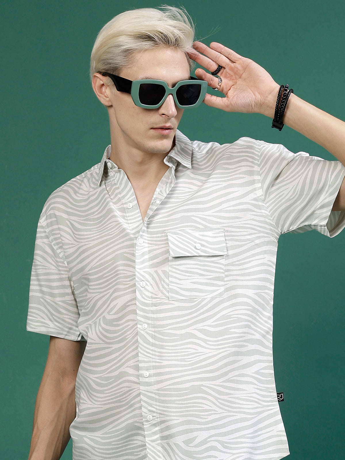 Men Jungle Tribe Slim Fit Rayon Print Shirt