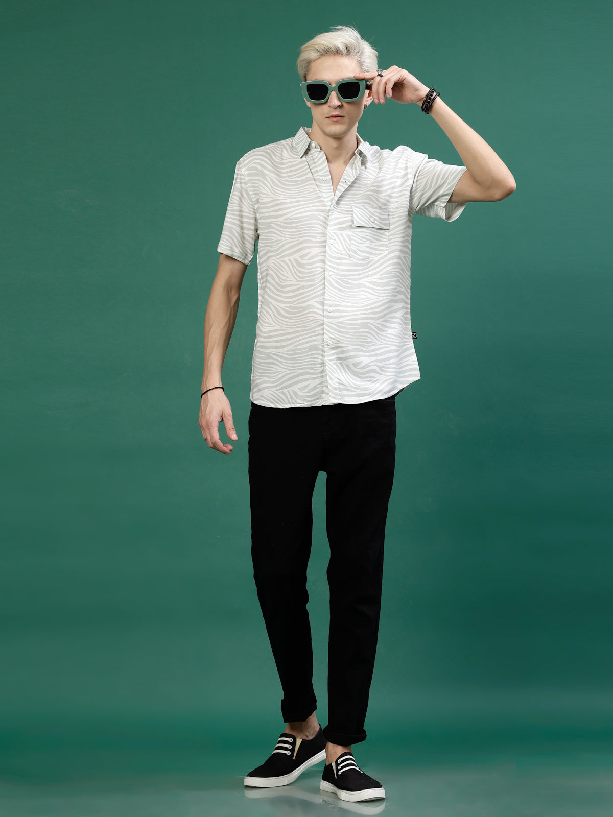 Men Jungle Tribe Slim Fit Rayon Print Shirt
