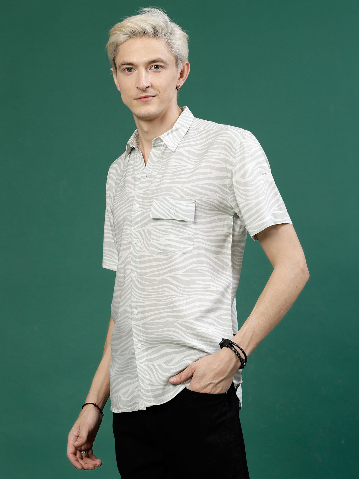 Men Jungle Tribe Slim Fit Rayon Print Shirt