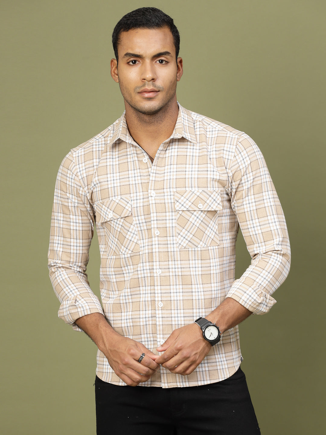 Men Checked Cotton Fabric Utility Shirt