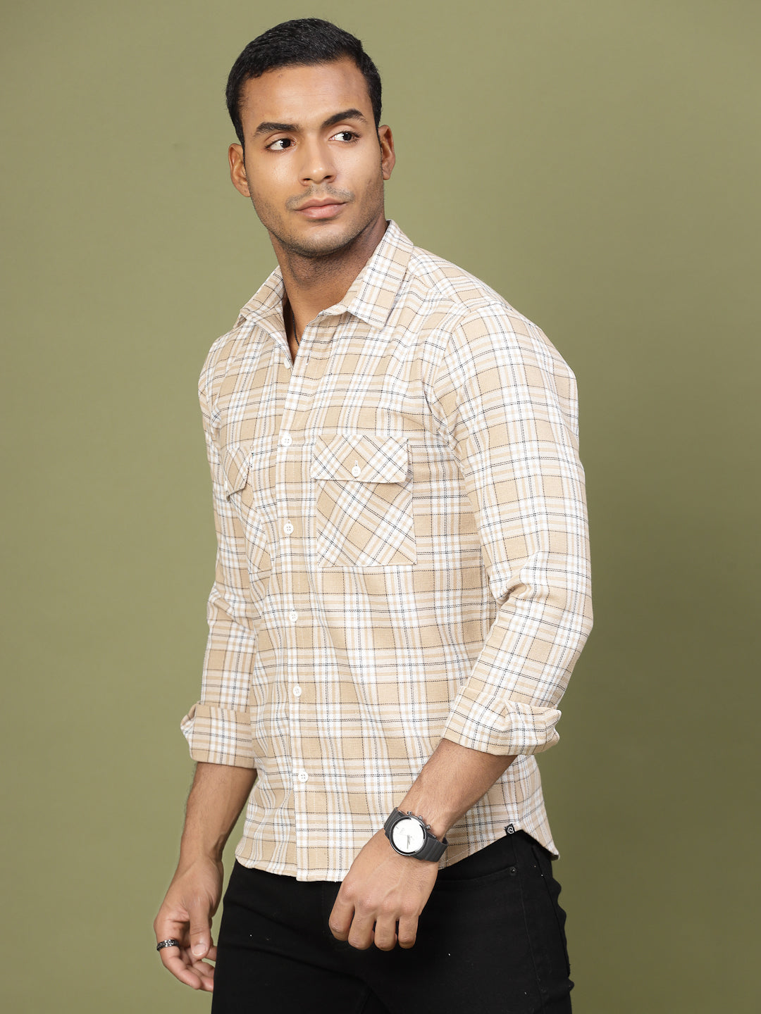 Men Checked Cotton Fabric Utility Shirt