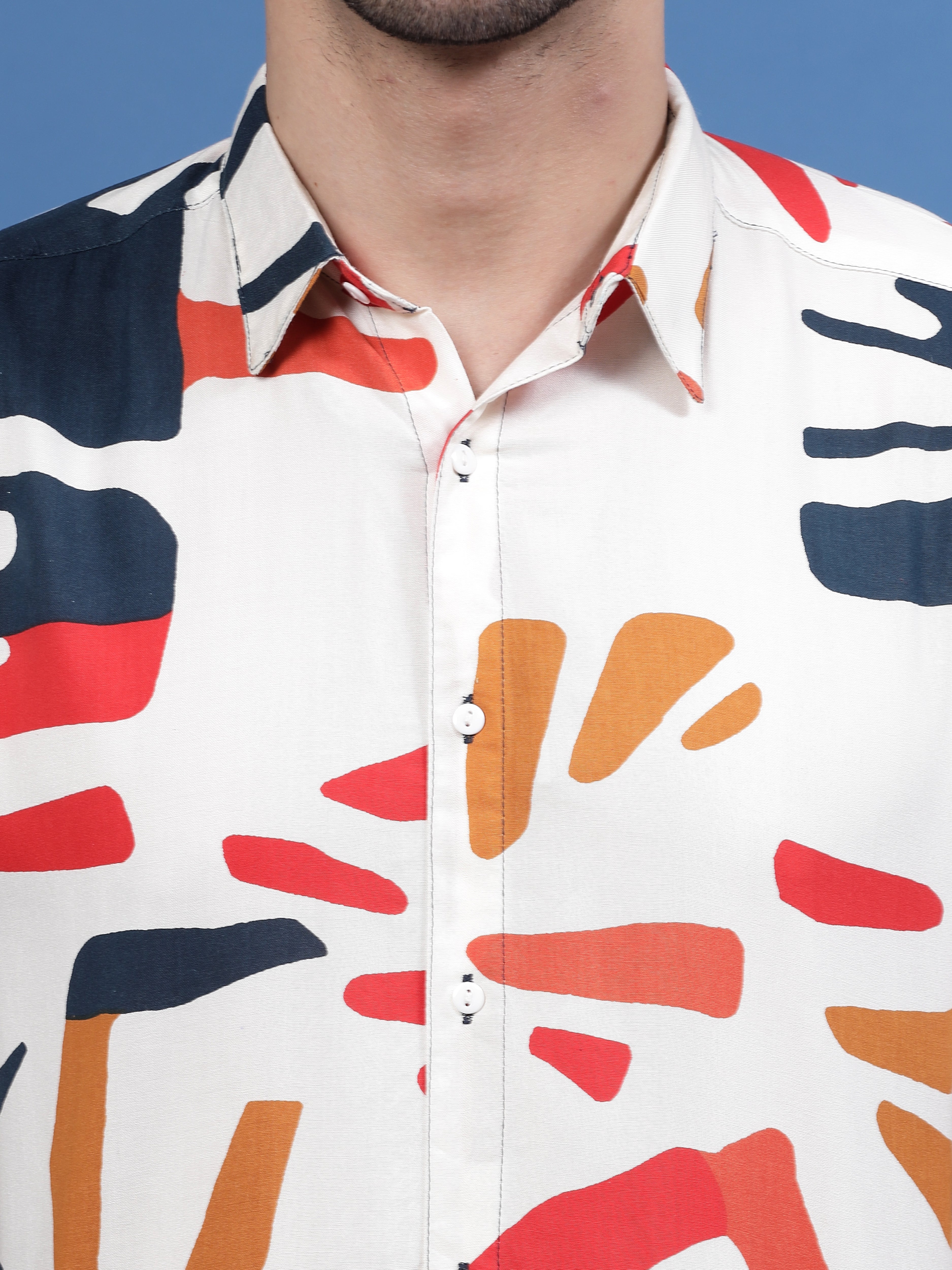 Men Color Mosaic Rayon Shirt