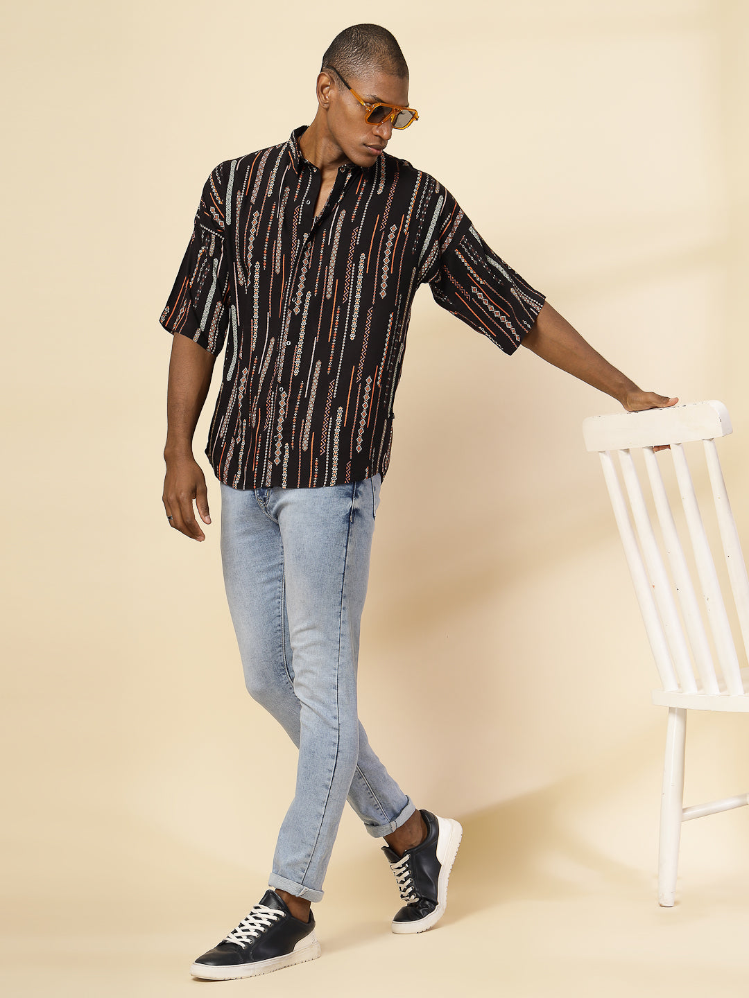Men Modern Ethnic Print Shirt