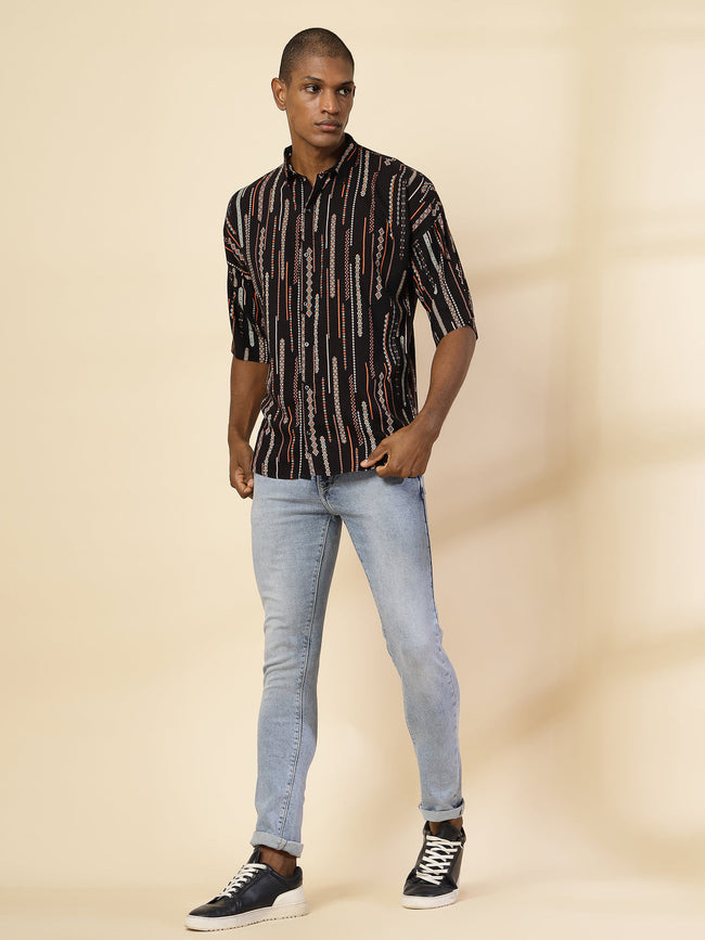 Men Modern Ethnic Print Shirt