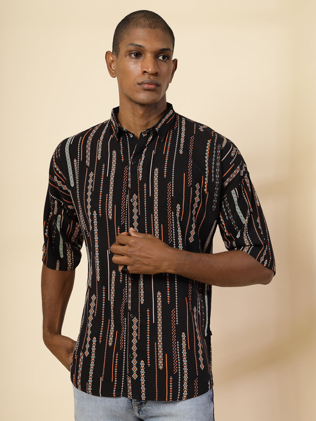 Men Modern Ethnic Print Shirt