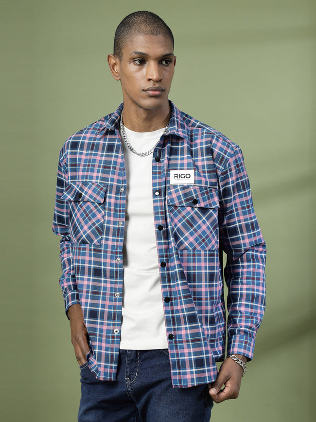 Men Checked Flannel Oversized Shacket
