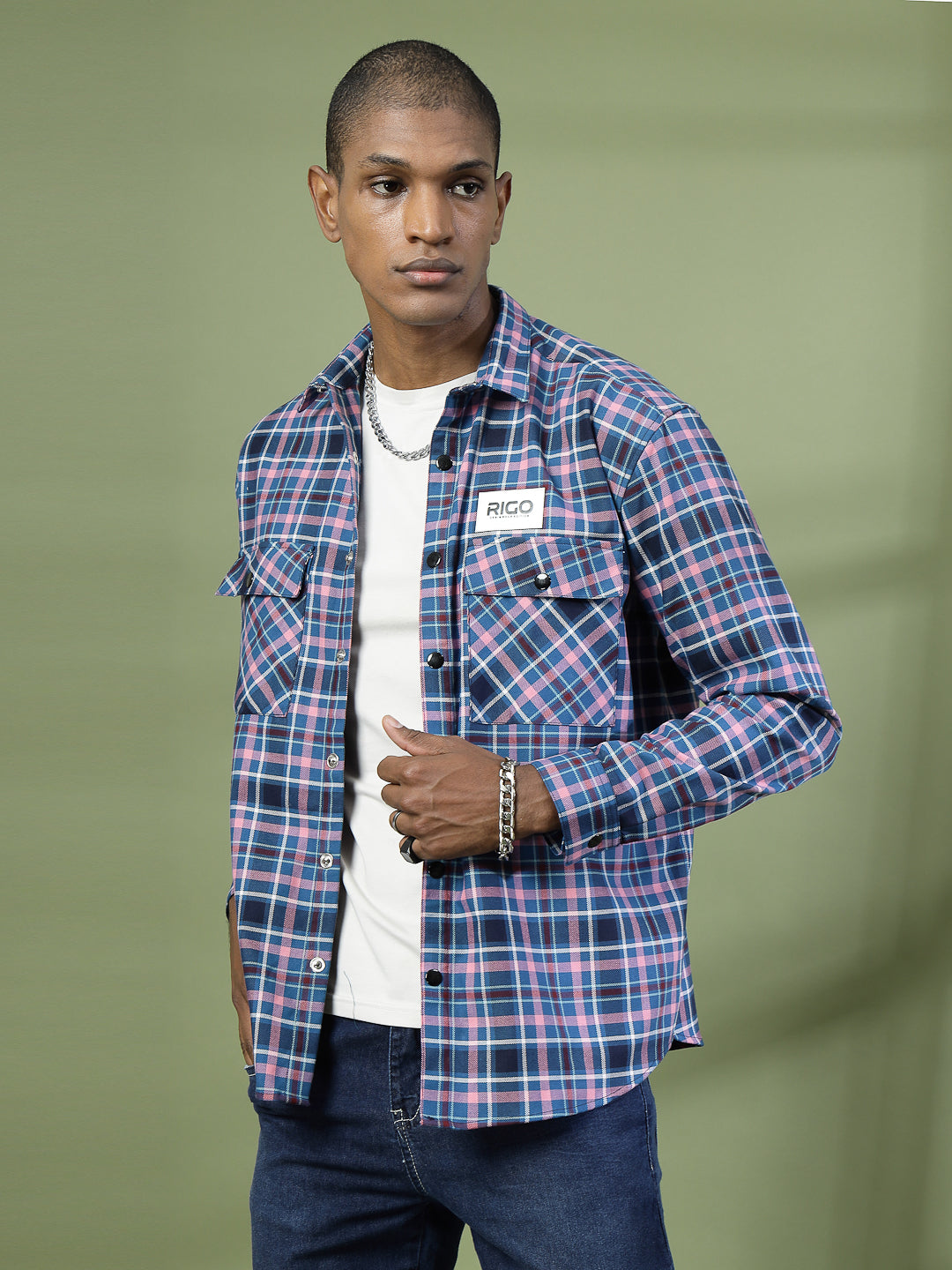 Men Checked Flannel Oversized Shacket