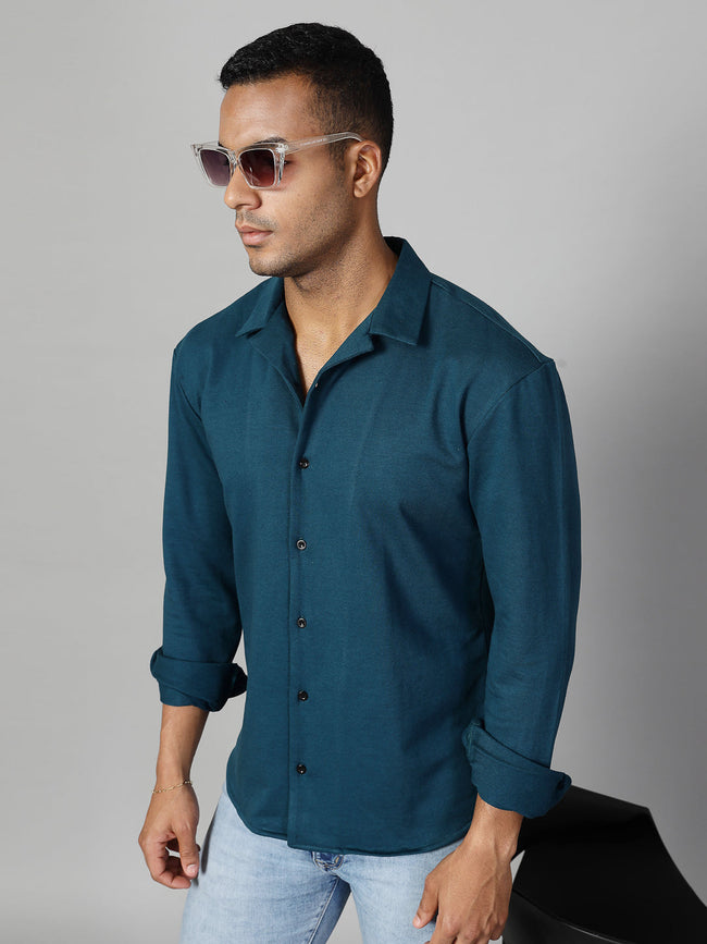 Men Classic Cuban Collar Terry Shirt