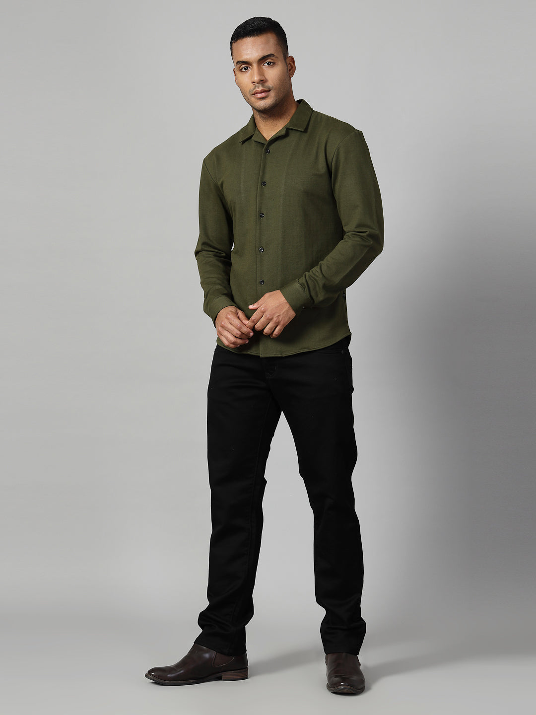 Men Classic Cuban Collar Terry Shirt
