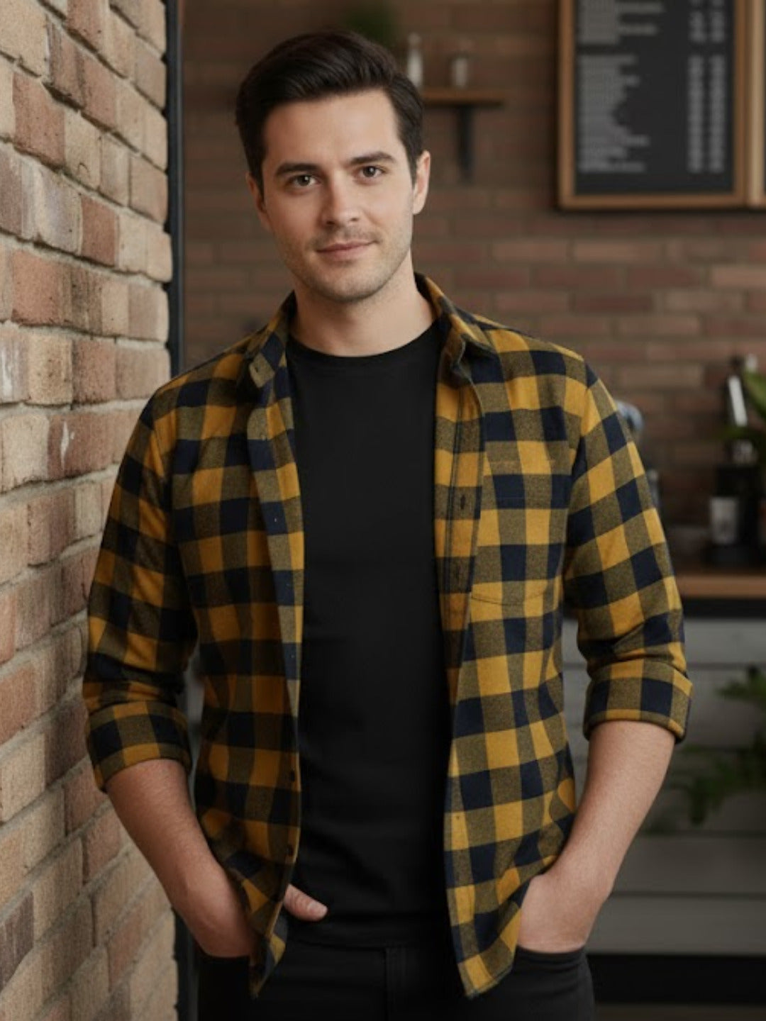 Men Multi Cut Away Collar Shirt