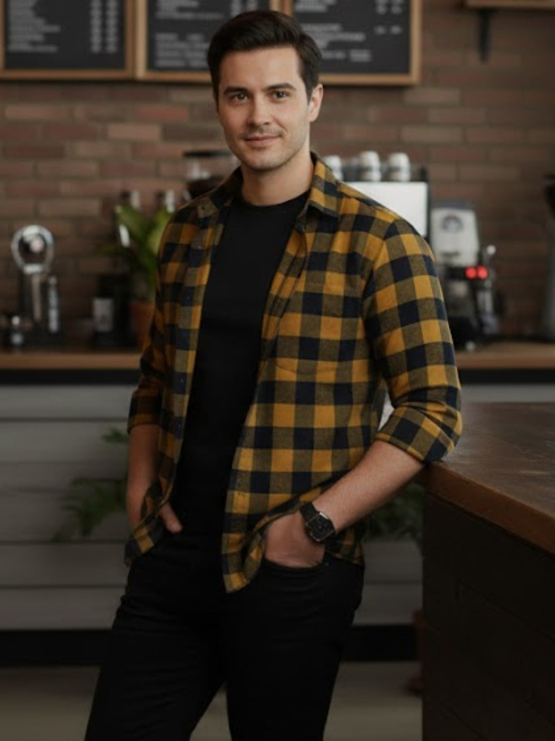 Men Multi Cut Away Collar Shirt