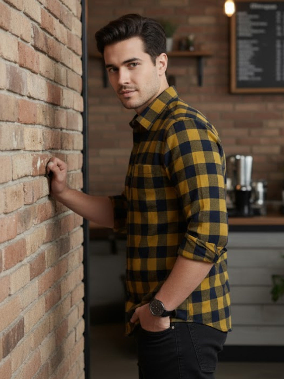 Men Multi Cut Away Collar Shirt