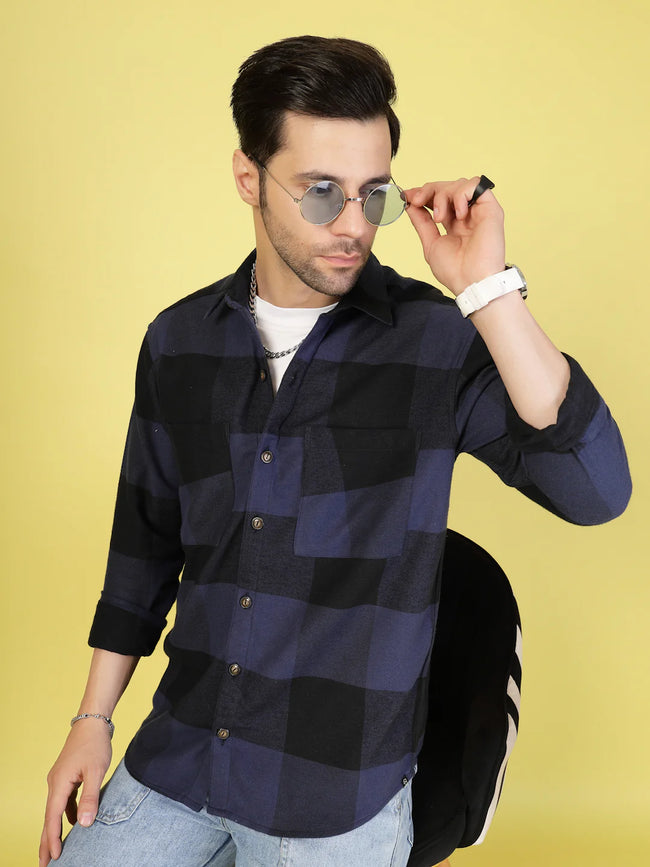 Men Oversized Checked Flannel Shacket