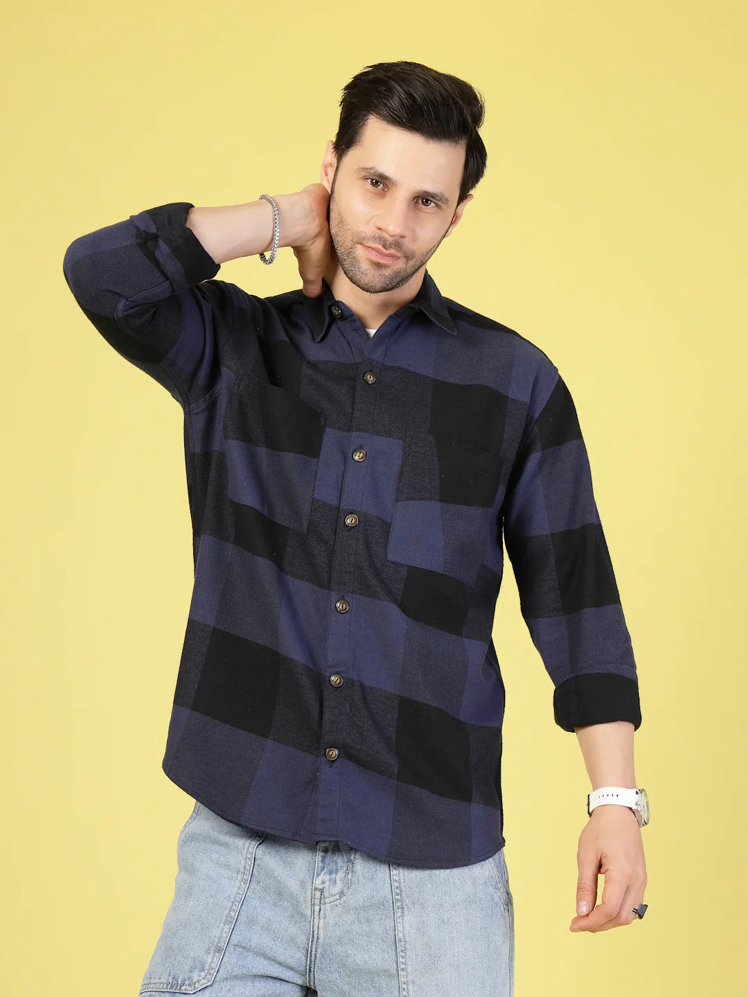 Men Oversized Checked Flannel Shacket