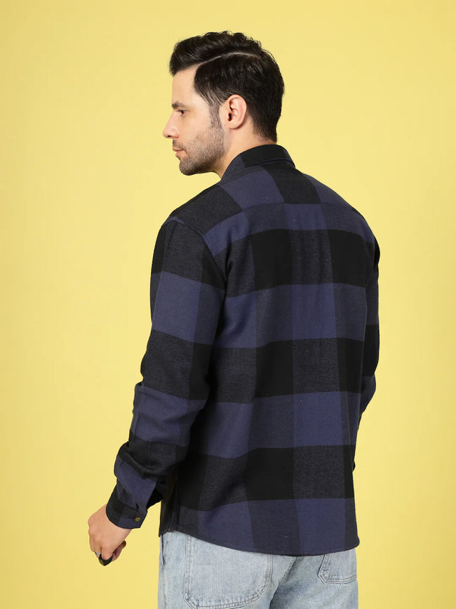 Men Oversized Checked Flannel Shacket